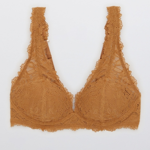 ❤️‍🔥AERIE REAL POWER WIRELESS PUSH UP SUNFLOWER LACE BRA SIZE 34A - Picture 4 of 10